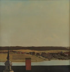 Roof Ridge of Frederiksborg Castle with View of Lake, Town and Forest