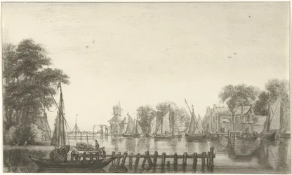 River View with Sailing Ships