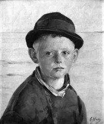 Fisher Boy by the Sea, Evening Sun
