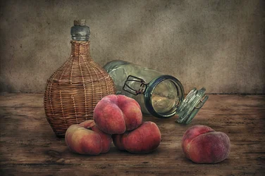 Rustic Peaches Still Life