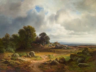 Wide Landscape with Sheep Herd