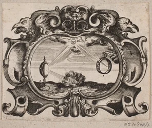 Emblem with Sun Shining Through a Ring and a Burning Glass, Igniting a Fire