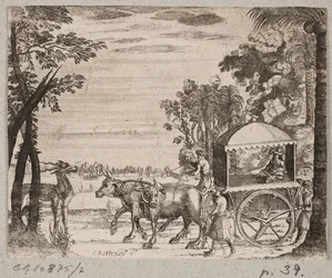Ox Cart with a European Traveler