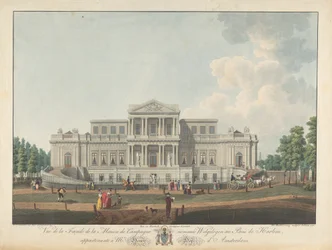 Welgelegen: Vue de la Facade de la Maison de Campagne nommee Welgelegen au Bois de Harlem, Appartenante a Mr. Henry Hope d