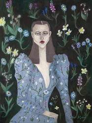 Elegant Woman Wildflowers