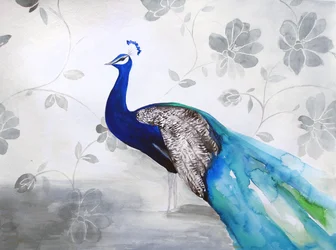 Elegant Blue Peacock Floral