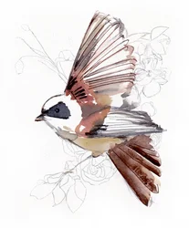 Flying Watercolor Bird