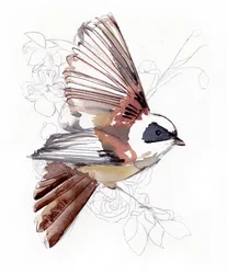 Flying Watercolor Bird
