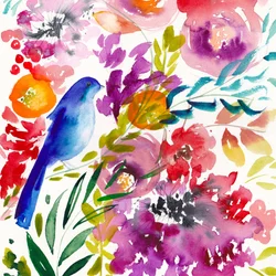 Vibrant Floral Bird