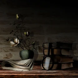 Antique Books and Flowers