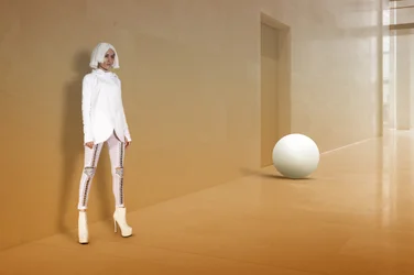 Futuristic Woman Hallway