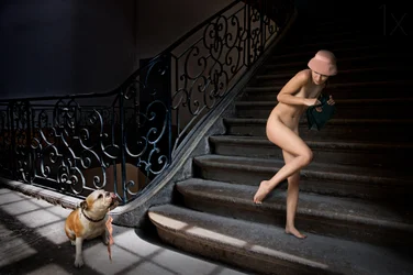 Nude Woman Dark Staircase