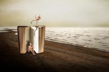 Woman in Giant Book