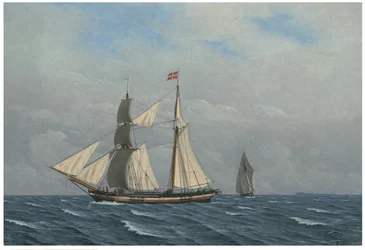 A Sailing Boat with Full Sails