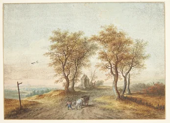 Landscape with Trees around a Country Road and a Chapel