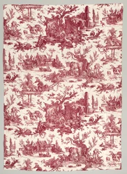 Strip of Copperplate Printed Cotton with Les Plaisirs de la Ferme Design