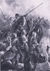 Battle of Preston 17th August 1648: At the push of the pike they were beaten from the bridge, illustration from 