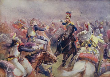 The Charge of the Heavy Brigade against the French Cuirassiers at Waterloo, from 