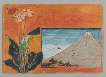 Small Card with Mount Fuji and Flowers
