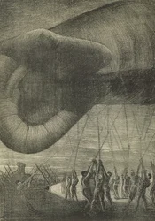 Hauling Down an Observation Balloon at Night
