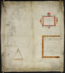 Map of Bayford and Goodmanston Manors in Murston and Sittingbourne, co. Kent: 1590