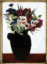 Flowers in a Black Jug