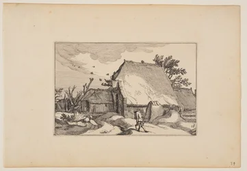 A Farm, Man with Two Buckets on Path in Front, from Landscapes