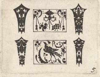 Blackwork Print with a Symmetrical Schweifwerk Pattern