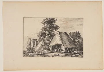 Farm with Shed for a Cart, from Landscapes (Verscheyden Aerdige Lanthuysen...)