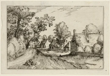 A Village Road, plate seven after Pictures of Farms, Country Houses and Rustic Villages
