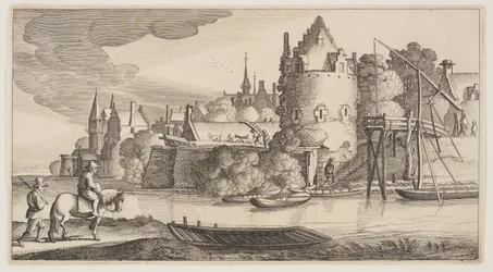Town Situated at a River, from Landscapes (Playsante Lantschappen)
