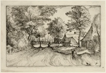 Village Road, plate four after Pictures of Farms, Country Houses and Rustic Villages