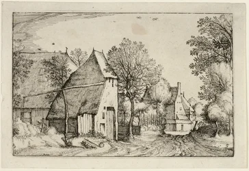 Village Road, plate three after Pictures of Farms, Country Houses and Rustic Villages