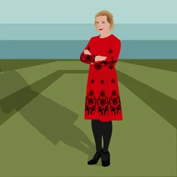 Portrait of Lucy Worsley, English Historian, Author, Joint Chief Curator at Historic Royal Palaces, and Television Presenter