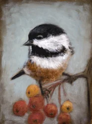 Chickadee And Winter Berries