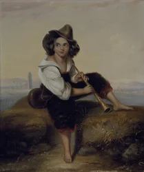 A peasant boy with a pipe, near the Flavian Aqueduct, c.1844