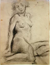 Seated Female Nude with Closed Eyes