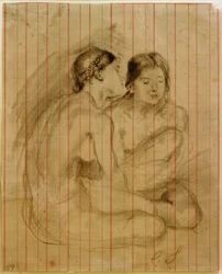 Two Seated Nude Girls