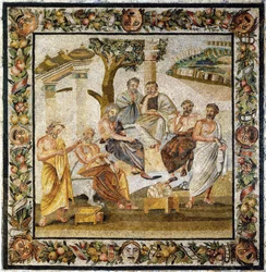 Platonic Academy. Mosaic from Pompeii, 1st century BC