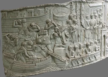 The Roman galleys. Relief detail of Trajan