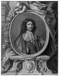 Portrait of Jean Baptiste Colbert by Benoît I Audran after Claude Lefebvre, Engraving 1709