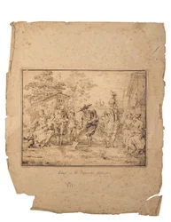 The Four Ages of Life: Seven Figures in a Garden, One Digging with a Spade