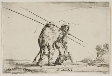 Plate 13: Two Pikemen Walking Towards the Right, 1642