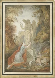 An Artist Adoring a Statue of Virtue