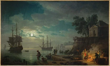 The Night, a Seaport in Moonlight