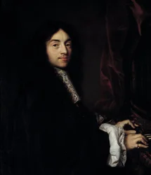 Portrait of the organist Charles Couperin (1638-1679) with the daughter of the painter (Detail)