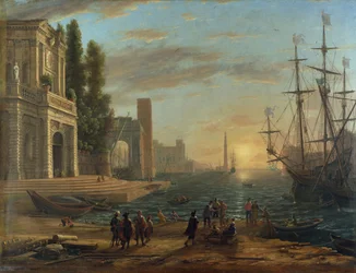 ‘Port de mer au soleil couchant’ (A seaport). Painting by Claude Lorrain (1600-1682). Oil on canvas, 1644. Dimensions: 103 x 131 cm. National Gallery, London