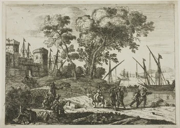 Coast Scene with an Artist Drawing