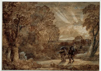 Aeneas and the Cumaean Sibyl. Drawing by Claude Gellee dit Le Lorrain