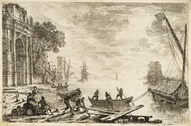 Harbour Scene With Rising Sun